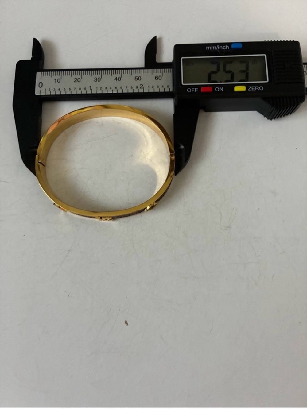 18K Gold and Brown Monogram Hinged Bangle Bracelet - Picture 7 of 8